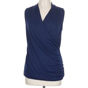 41 Hawthorn Chic Navy Sleeveless Wrap Blouse